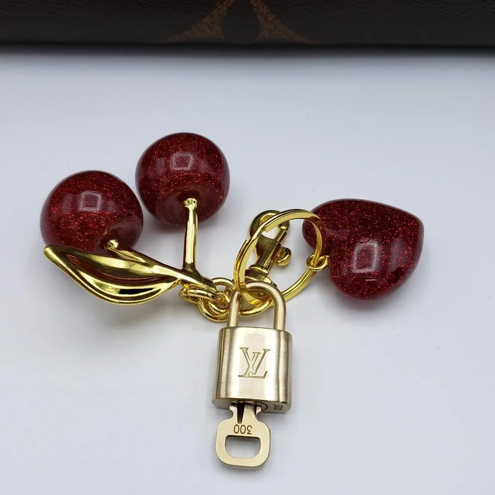 Authentic Louis Vuitton Lock & Key with Unbranded Apple/Heart Charm, Keychain